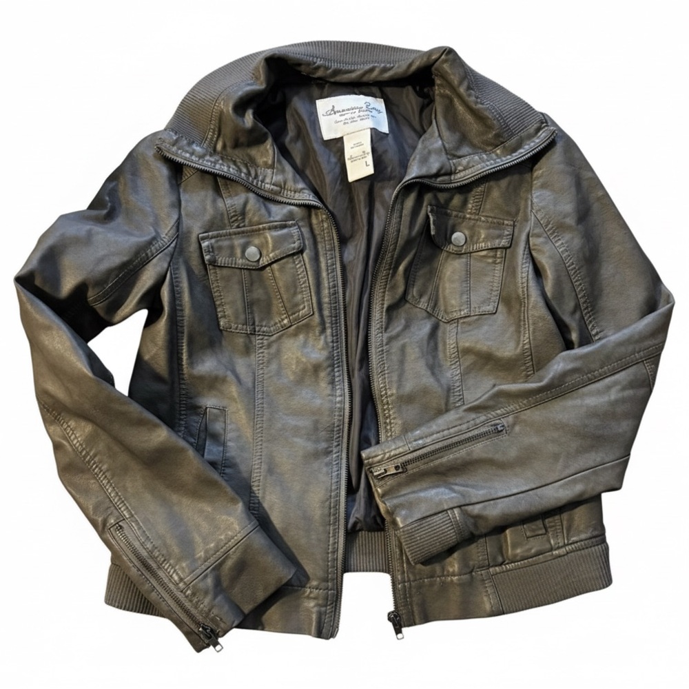 American Rag Charcoal Faux Leather Jacket